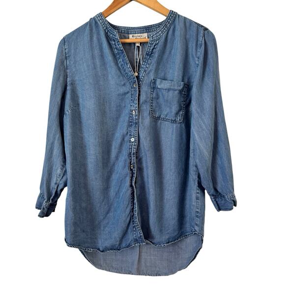 Hester & Orchard Blue Tencel Denim Chambray Button Up Shirt Women’s Size Small - Picture 1 of 8